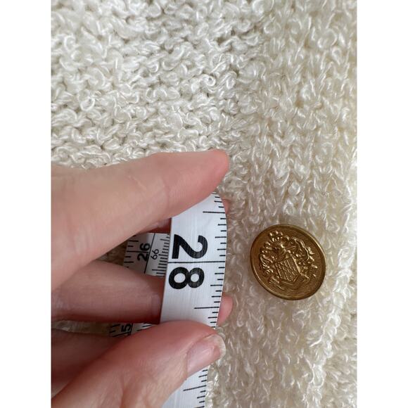 90s Vintage Cardigan Sweater Womens Large Cream Gold Button Knit Cozy Minimalist - Picture 5 of 6